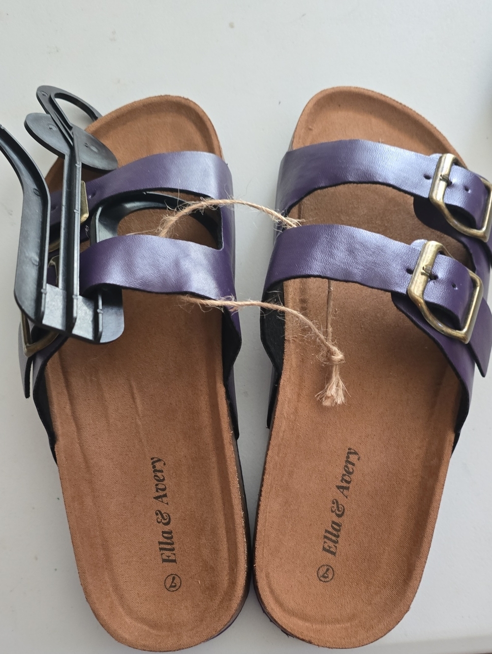 Purple Double-Buckle Slide Sandal